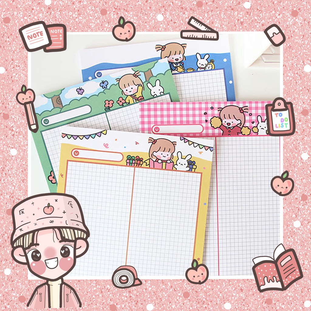 กระดาษโน๊ต NotePad รวมลายน่ารัก12ลาย ขนาด B5 และ Size Mini 1ชุดมี30แผ่น มีบริการเก็บเงินปลายทาง