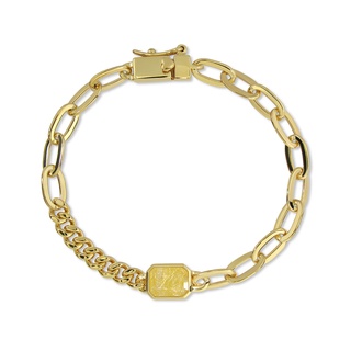 Mizuchol - กำไลเงินแท้ชุบทองคำแท้ ประดับหินไหมทองแท้ Golden Champagne Chain Bracelet