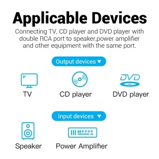 Vention 2 To 2 Rca Gold Plated Stereo Audio Cable สําหรับ Dvd Tv Amplifier Cd Soundbox