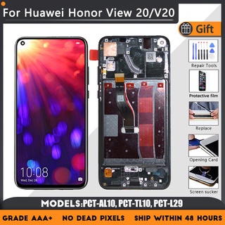 อะไหล่หน้าจอ LCD พร้อมกระจกสัมผัส สีดํา สีฟ้า สีแดง สําหรับ Honor View 20 HUAWEI Honor V20 PCT AL10 TL10 L29