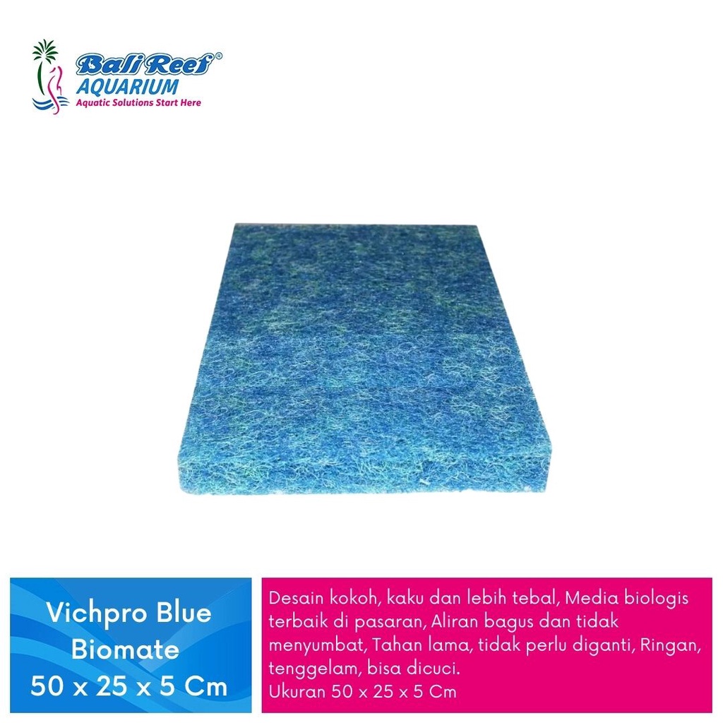 Vichpro Japmate Blue Biomate Filter Media ขนาด 50 X 25 X 5 Cm