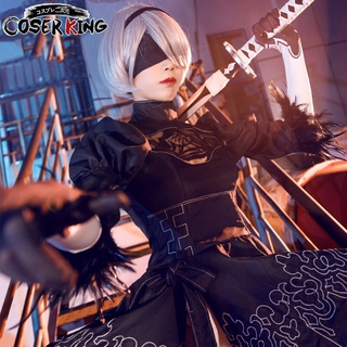 [LXYH- COSER KING] Game Nier: Automata YoRHa No.2 Type B Cosplay Costume Women Dress Lolita Wig Shoes เครื่องแต่งกายคอสเพลย์ การ์ตูนอะนิเมะ ชุดแฟนซี