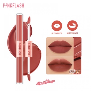 Pinkflash 2 In 1 ลิปสติก ลิปกลอส เนื้อแมตต์ กํามะหยี่ กันน้ํา ติดทนนาน