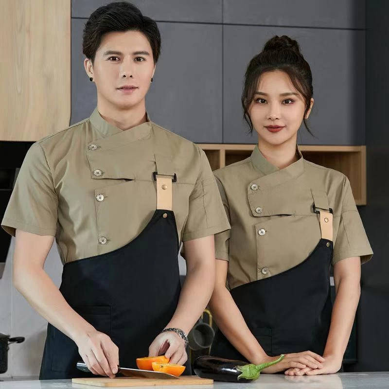 เสื้อแจ็กเก็ต เครื่องแบบเชฟ และผ้ากันเปื้อน สําหรับร้านอาหาร โรงแรม คาเฟ่ พนักงานเสิร์ฟ