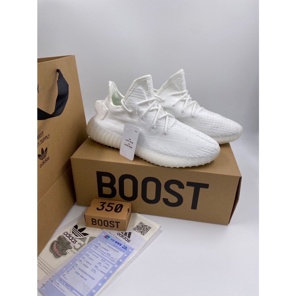 รองเท้าAdidas YZ Booost SPLY-350 V2 Zebra สีขาวล้วน สินค้าพร้อมกล่อง อุปกรณ์ครบเซ็ต