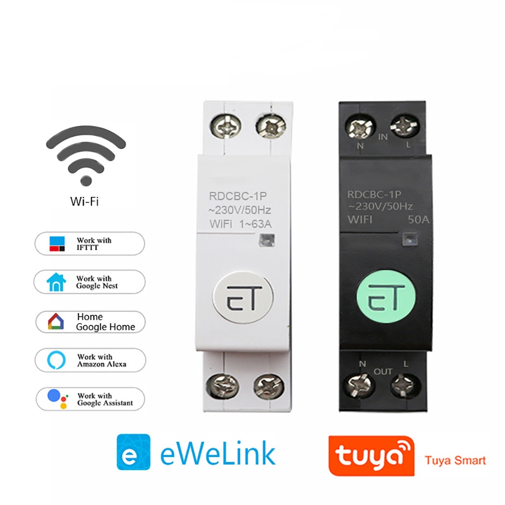 Wifi Circuit Breaker Smart Time Timer Relay Switch Voice Remote Control Tuya Ewelink App Smart 