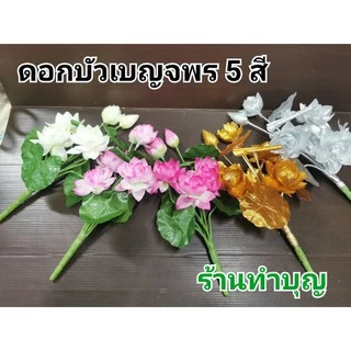 ดอกบัว ดอกบัวเบญจพร มินิบัวบูเก้ มี 5 สี ชมพูบานเย็น,ชมพู, ขาว ,เงิน และสีทอง สินค้าขายเป็น 1 ช่อ มี 5 ดอก บัวบูชา