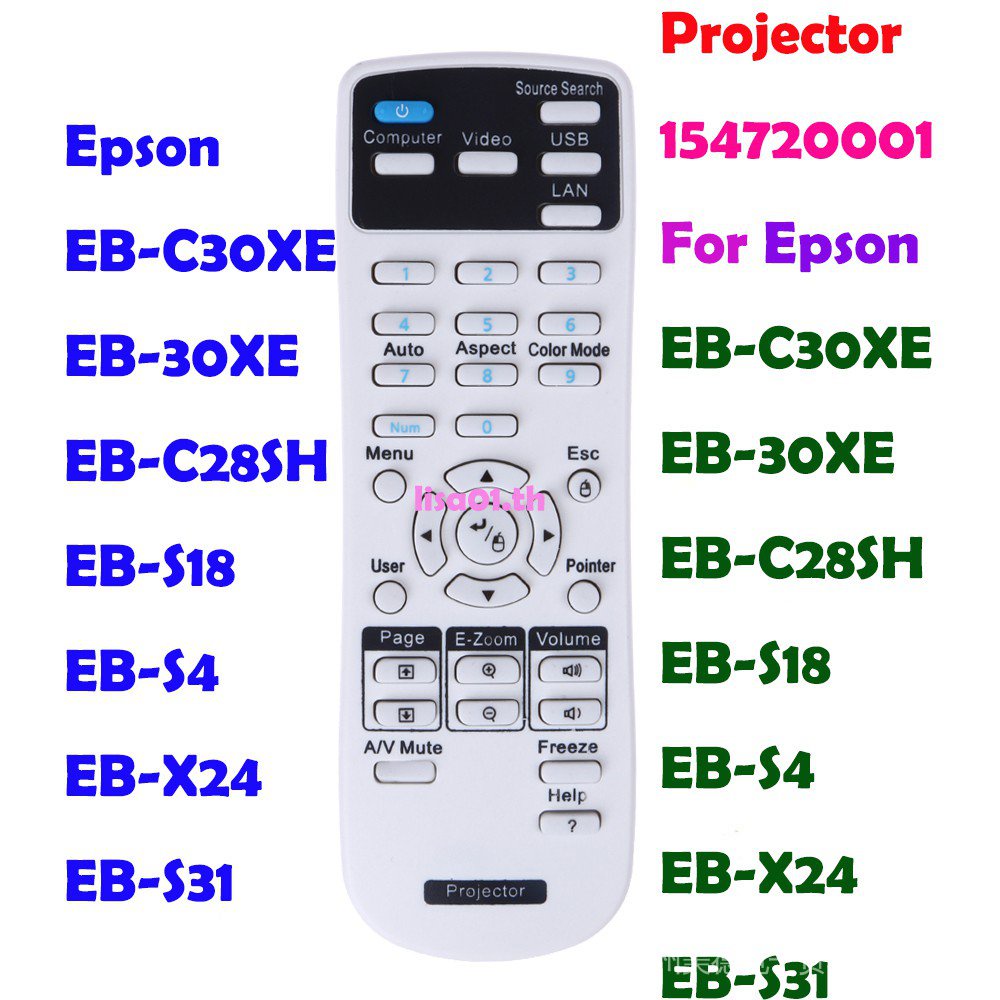 รีโมทคอนโทรลสําหรับ Epson EB-C30XE EB-30XE EB-C28SH EB-S18 EB-S4 EB-X24 EB-S31