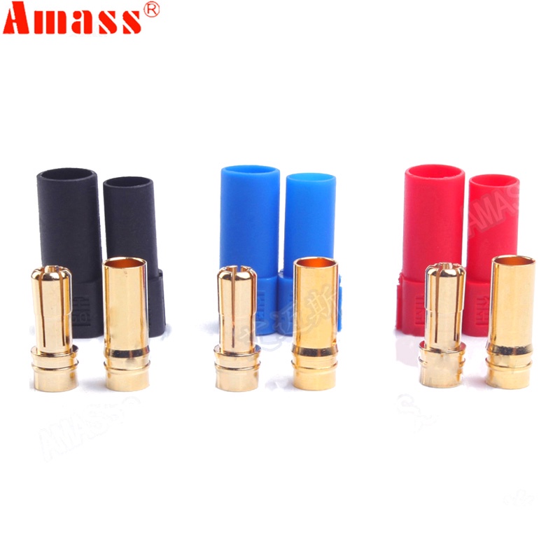อะแดปเตอร์เชื่อมต่อปลั๊กกล้วย ตัวผู้ ตัวเมีย 6 มม. สีทอง AMASS XT150 9 คู่