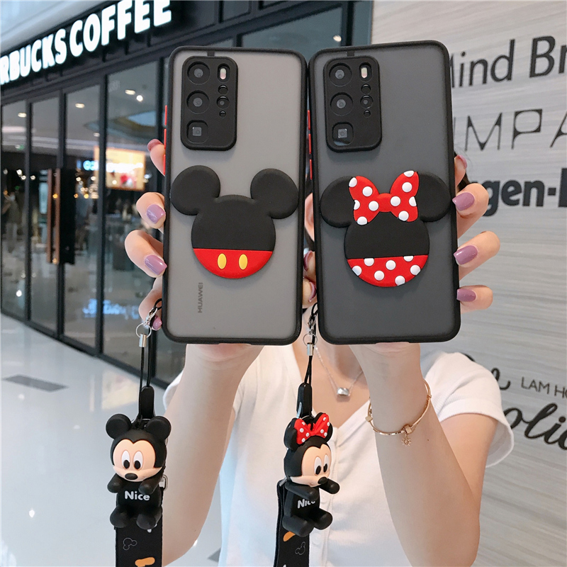 Disney Samsung Galaxy Note20 Ultra Note10 Pro plus Note8 Note9 Cute Cartoon Doll stand Phone Case Samsung S20Ultra S20 Plus S10 Plus s10E S8 S9 Plus S8+ S9+ S10+ Cases Mickey Mouse Minnie Casing With lanyard