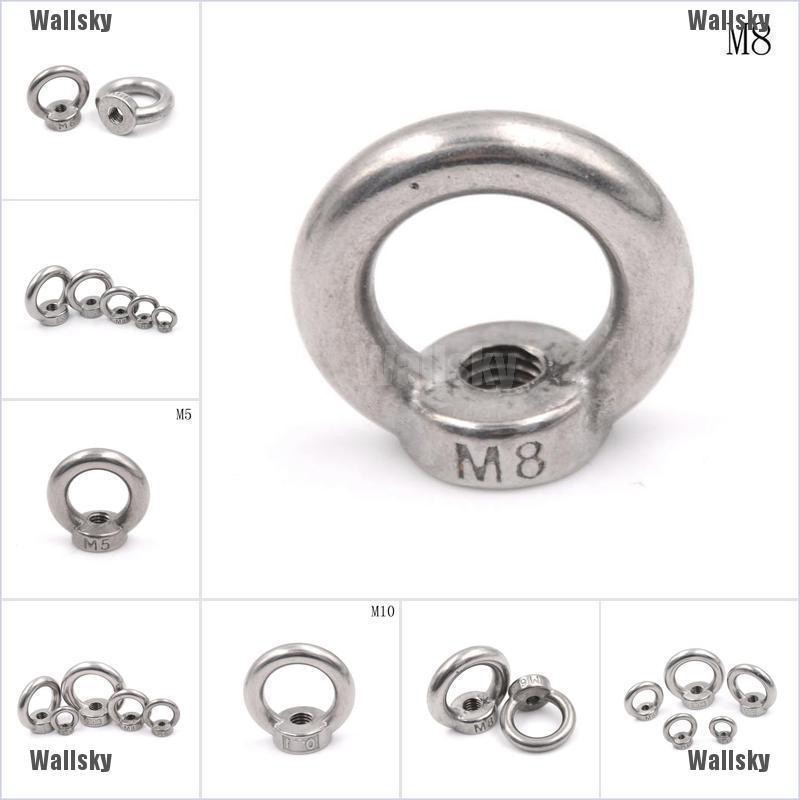 Wallsky แหวนสเตนเลส 304 ทรงน็อตยกตา M5 M6 M8 M10 M12
