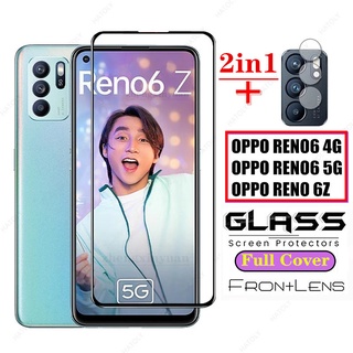 2in1 ฟิล์มกระจกนิรภัยกันรอยสำหรับห Tempered Glass Screen Protector For OPPO RENO 6 5G RENO6 Z RENO 6Z 5G Explosion-Proof Safety Glass Camera Lens Film ฟิล์มกันรอยเลนส์ฟิล์มกันรอยเลนส์กล้องสําหรับ OPPO RENO 6 Z