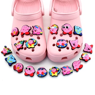 kirby ใหม่ Jibbitz 1 ชิ้น shoe charms Crocs PVC สีชมพู ลายการ์ตูนอนิเมะ  DIY decorate accessories น่ารัก ของขวัญคริสต์มาส สำหรับตกแต่งรองเท้าเด็ก