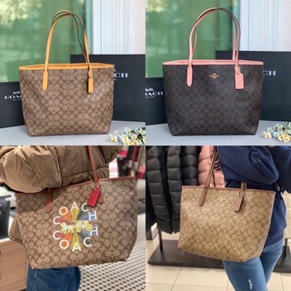 โทส แท้💯Coach City Tote In Signature Canvas ปากกว้าง 17