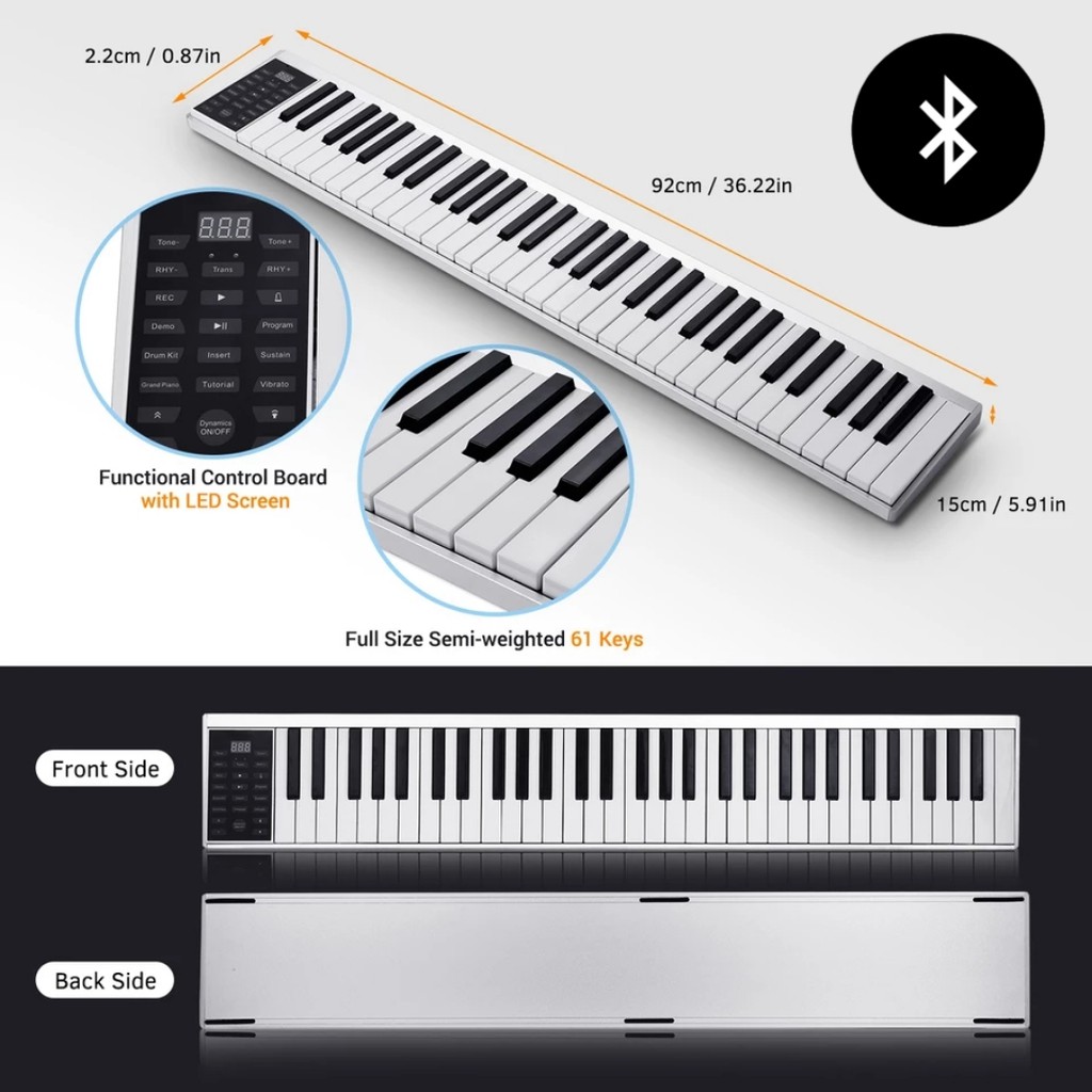 เปียโน 61คีย์ เปียโนคุณภาพมาตรฐานสากล Midi keyboard (Blutooth) อิเล็กทรอนิค