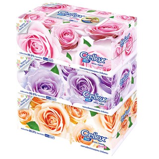 🔥HOT🔥 เซลล็อกซ์ พิวริฟาย โรซี่ กระดาษเช็ดหน้า 140 แผ่น แพ็ค 3 CELLOX Purify Rosy Facial Tissue Paper 140 sheets Pack 3