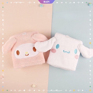 ใหม่ หมวกคลุมผม ผ้าโพกหัว ผ้ากํามะหยี่ขนนิ่ม ลายการ์ตูน Sanrios Cinnamoroll My Melody ดูดซับน้ําได้ดี แห้งเร็ว สําหรับอาบน้ํา [RAIN]