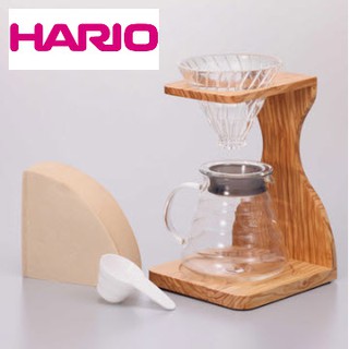 (พร้อมส่ง แท้JP) hario v60 Olive wood drip stand drip set ฮาริโอ เซตดริปกาแฟ ดริปกาแฟพร้อมแท่น อุปกรณ์ดริปกาแฟ ฮาริโอะ