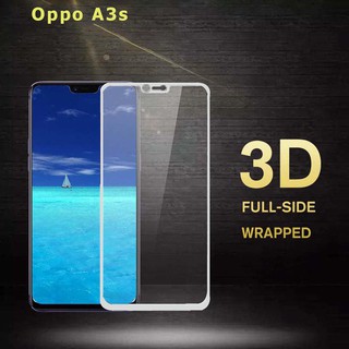 กระจกนิรภัย กันรอย เต็มจอ เก็บขอบ แนบสนิท Oppo A3s สีขาว