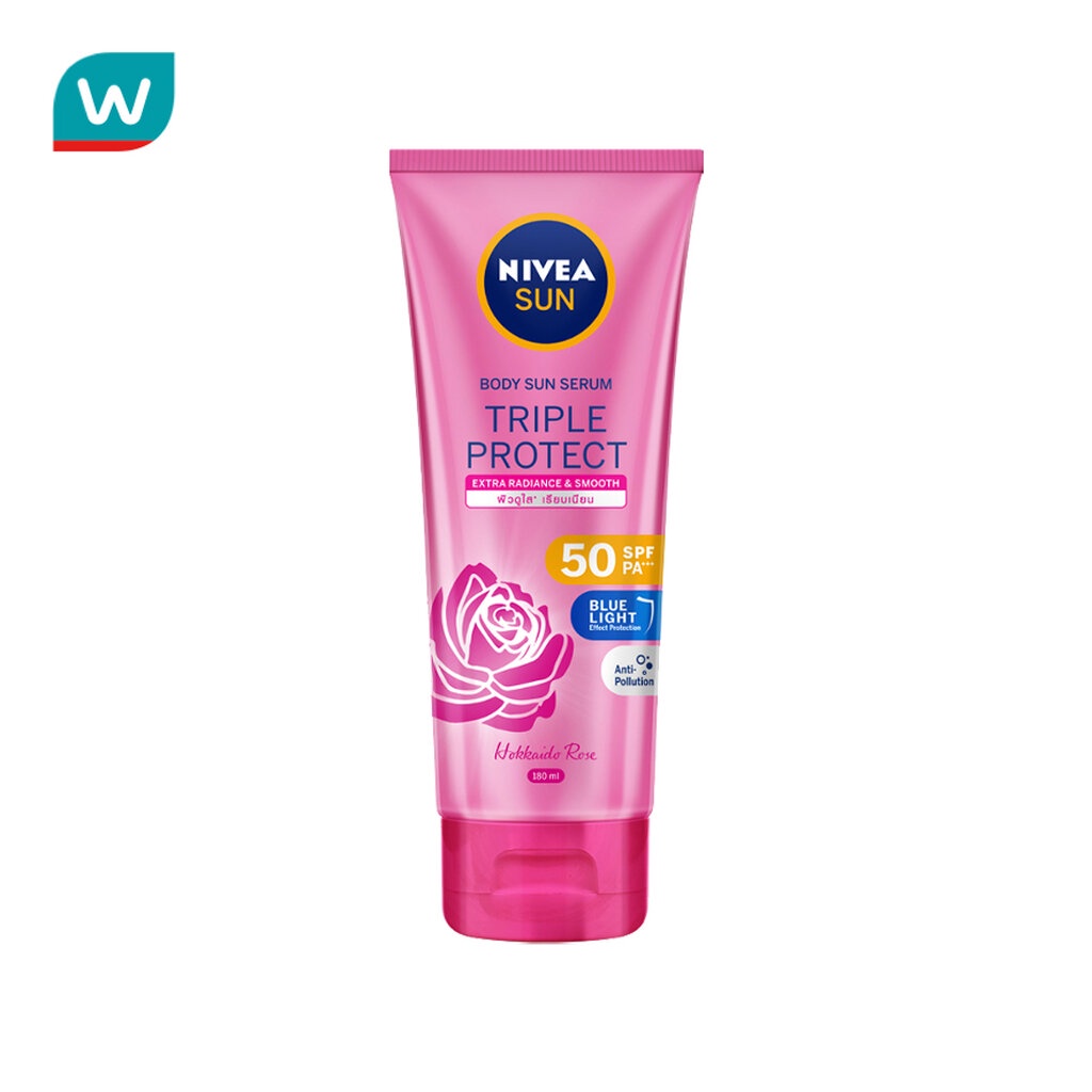 Nivea นีเวีย ซัน บอดี้ เซรั่ม ทริปเปิ้ล โพรเท็ค เอ็กซ์ตร้า เรเดียนซ์&สมูท SPF50PA+++ 180มล.