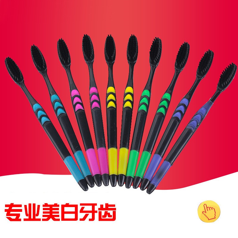 YS-02 【ด้ามดำ】แพ็ค 10 ด้าม แปรงสีฟันชาโคล สำหรับผู้ใหญ่ รูปที่ 5