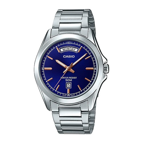 Casio Standard นาฬิกาข้อมือผู้ชาย สายสแตนเลส รุ่น MTP-1370D,MTP-1370D-2AVDF,MTP-1370D-2A (หน้าปัดน้ำเงิน)