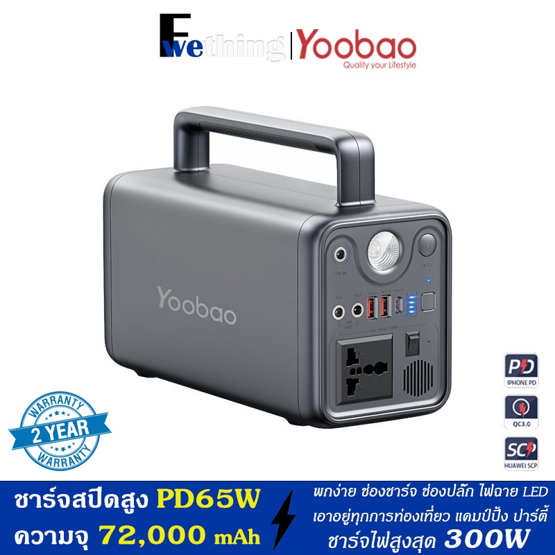 พร้อมส่ง ประกัน 2 ปี Yoobao EN300WLPD 72000mAh ชาร์จเร็ว PD 65W แท้ 100% Power Station
