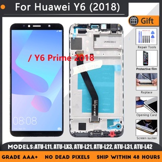 ของแท้ อะไหล่หน้าจอ LCD พร้อมเคสด้านหน้า สีดํา สีขาว สําหรับ HUAWEI Y6 2018 Y6 Prime 2018 ATU-L11 LX3 L21 L22 L31 L42