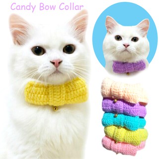 ปลอกคอน้องแมว ปลอกคอน้องหมา ปลอกคอสัตว์เลี้ยงพันธ์เล็ก โบว์แคนดี้ สีหวานแหวว งานฝีมือHandmade  บรรดาทาสไม่ควรพลาด