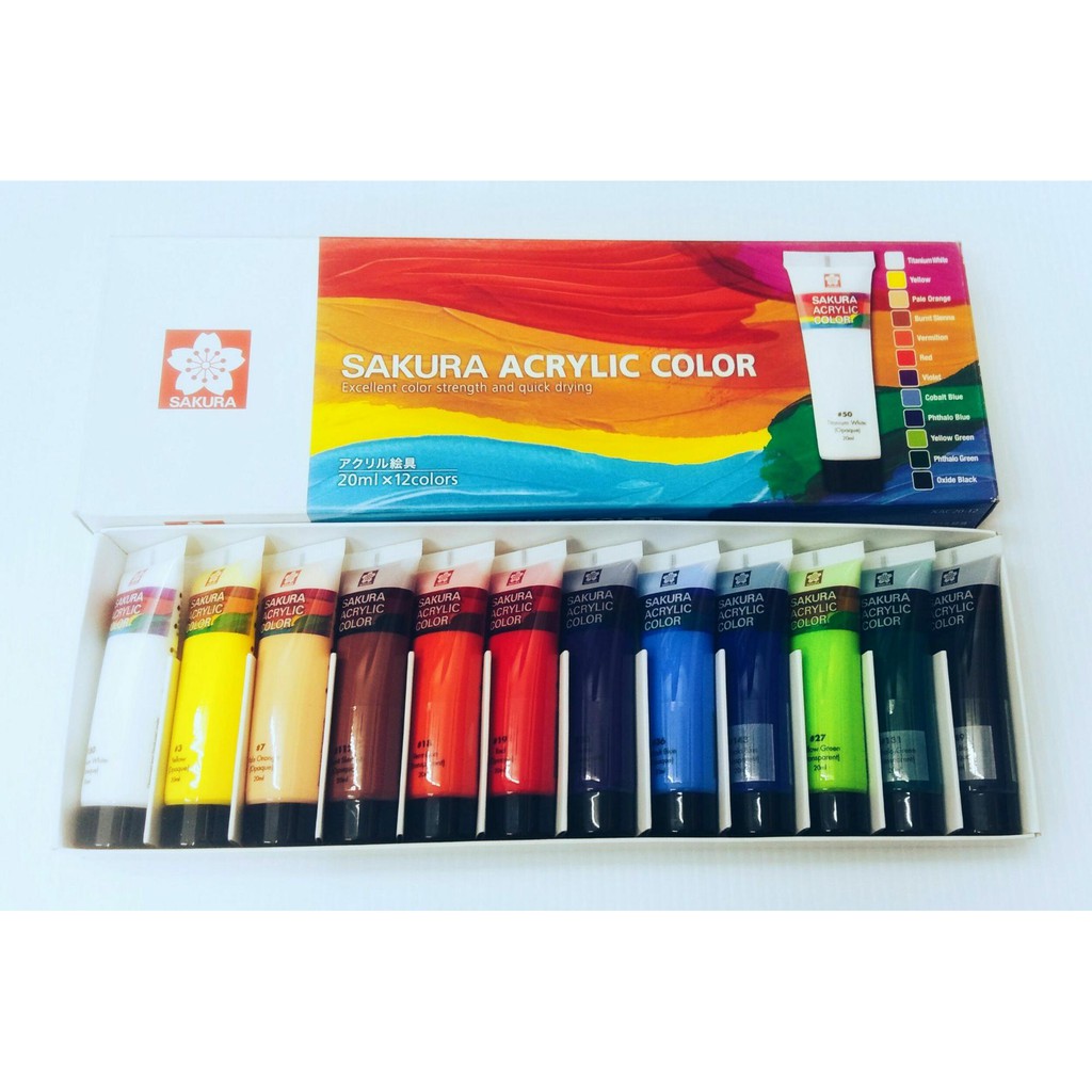 สีอะคริลิค Sakura ชุด 12สี 20ml.