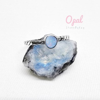 แหวนเงินแท้พลอยโอปอล Natural Opal Silver Ring