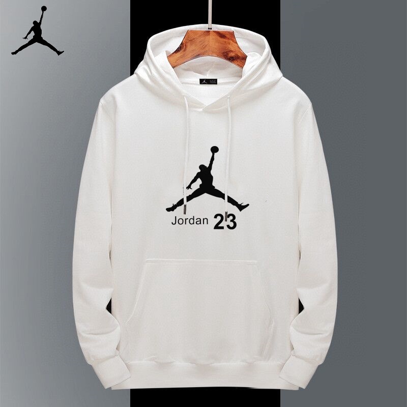 เสื้อฮู้ดผู้ชาย Nike Air Jordan คู่รักแฟชั่นกีฬา Hoodie แขนยาวลำลอง สำหรับบาสเก็ตบอลหรือสตรีท White/Black M-5XL