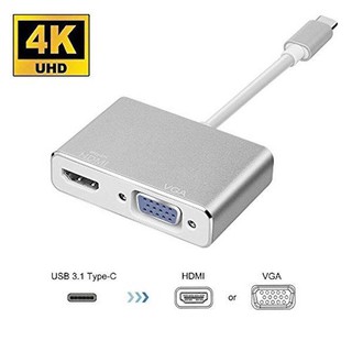 USB Type C To HDMI 4K VGA Adapter, HuDieM USB 3.1 Type C USB-C to VGA HDMI Video Converters Adaptor