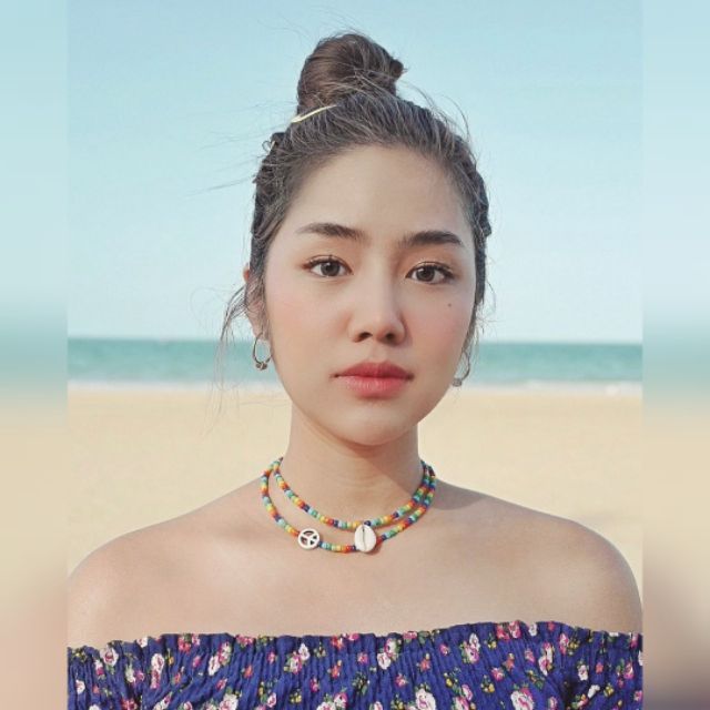 Vivid Rainbow Shell / Peace Choker ⛱️ สร้อยหอย สร้อยลูกปัดสีรุ้งจี้หอย สร้อยสมายลี่ สร้อยไปทะเล ภาพถ่ายจากสินค้าจริง