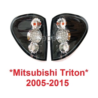 ไฟท้าย LED ฝาใส ข้างในดำ MITSUBISHI TRITON 2005-2015 รวมขั้วและหลอดไฟ มิตซูบิชิ ไทรทัน 2014 ไฟท้ายรถยนต์ ไฟหลัง ไฟled