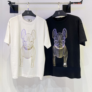 Lifework เสื้อยืดแขนสั้น คอกลม ทรงหลวม พิมพ์ลายสุนัขกลวง สีเหลือง สําหรับผู้ชาย และผู้หญิง