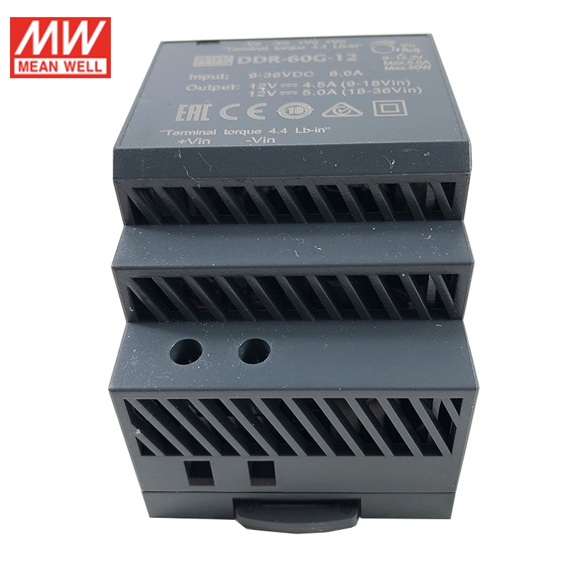 MEAN WELL DDR-60G-5 54W DIN Rail DC-DC Converter อินพุต 9-36V DC ถึง 5V DC 10.8A 54W Meanwell Power 