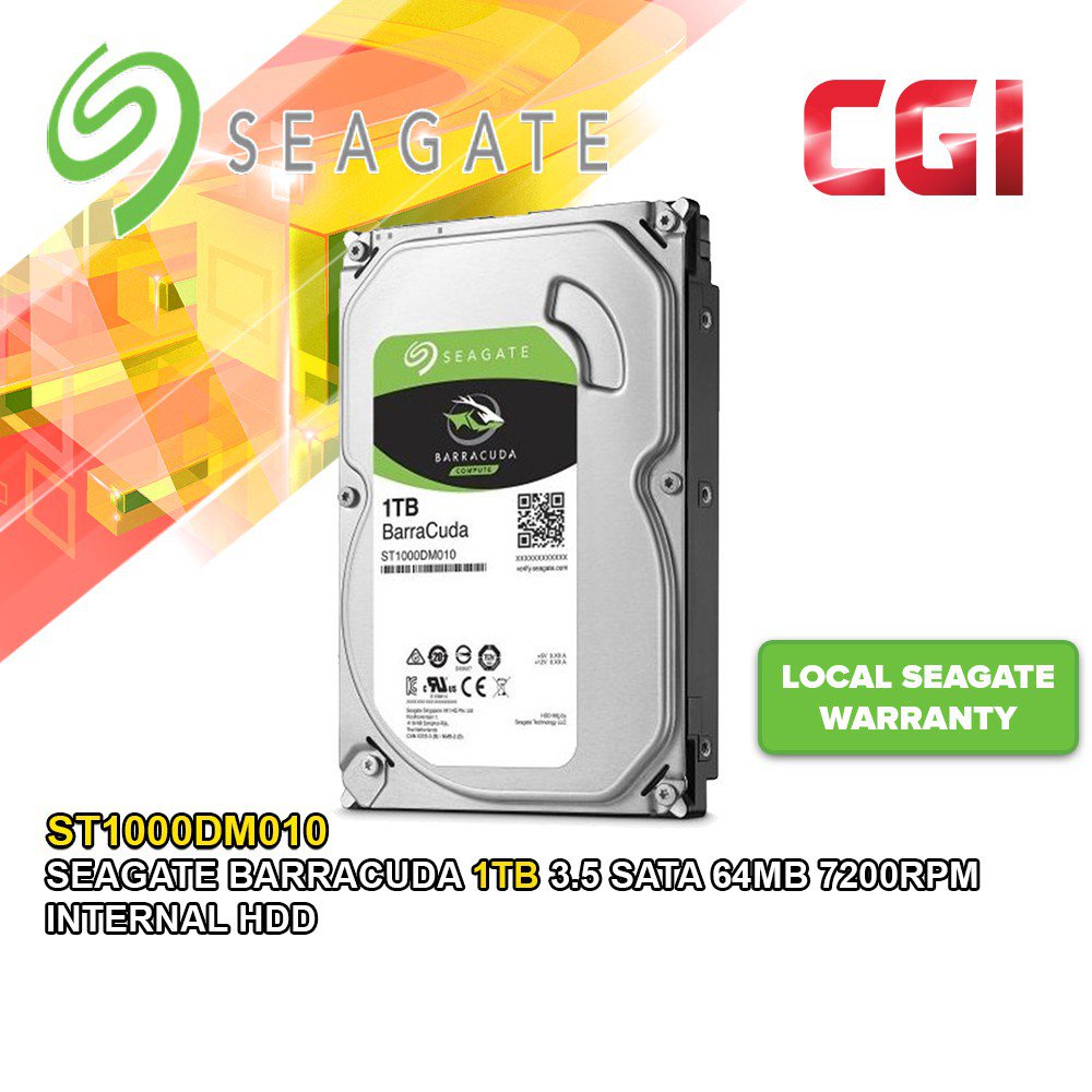 Seagate BarraCuda 1TB 3.5" SATA 64MB 7200RPM Internal HDD - ST1000DM010 wII4
