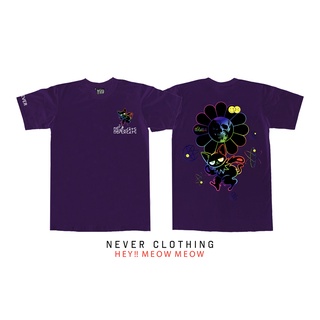 NEVER CLOTHING เสื้อยืด แขนสั้น รุ่น HEY MEOW MEOW สีม่วง