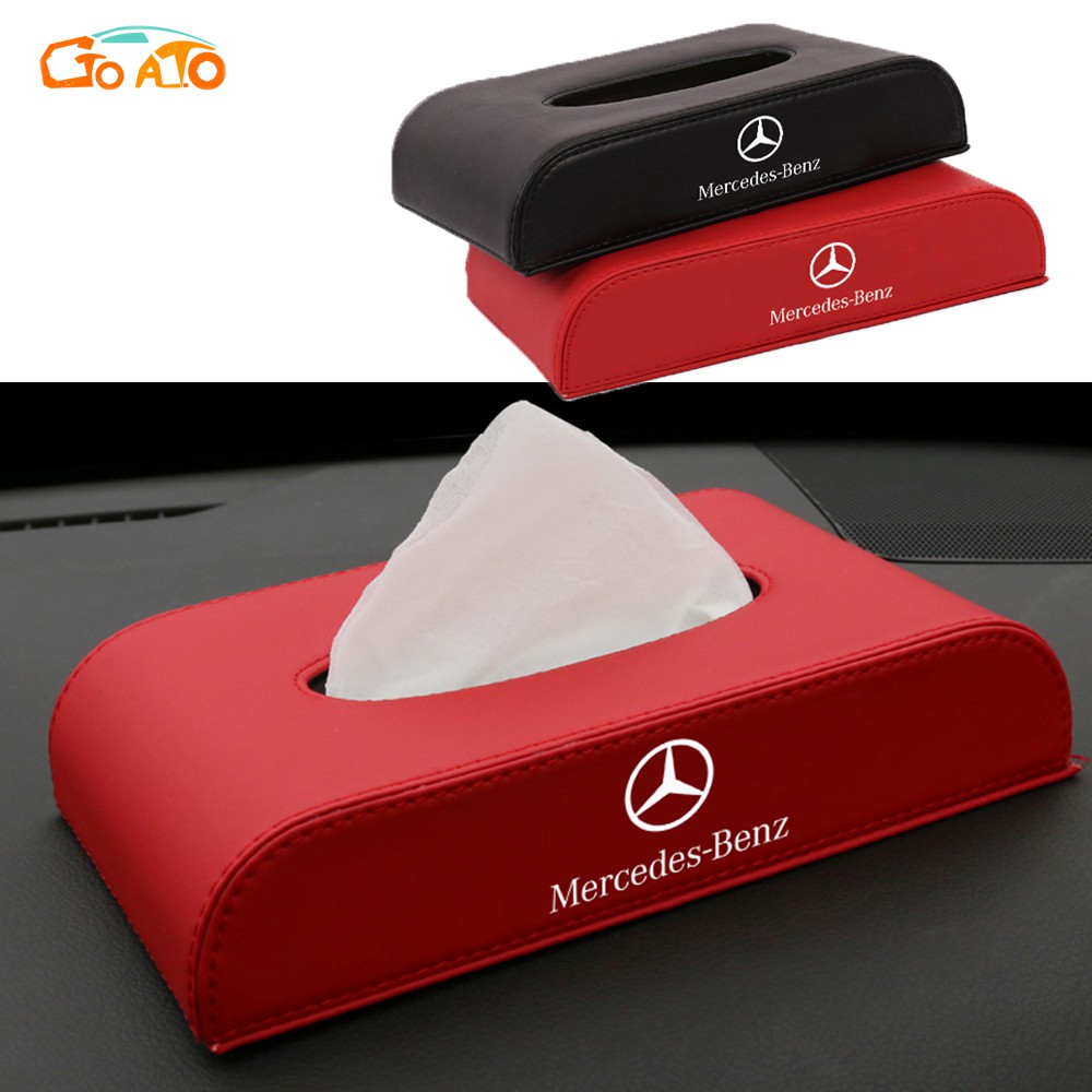 Gtioato Car tissue holder PU หนังกล่องทิชชู่ในรถยนต์ ที่ใส่ทิชชู่ในรถยนต์ กล่องทิชชู่รถยนต์สําหรับ Mercedes Benz w212 w124 w202 w204 w203 w207 AMG A200 GLA200 S Class