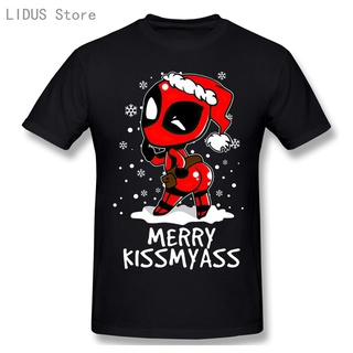 ถูกสุดๆเสื้อยืดแขนสั้นลําลอง คอกลม พิมพ์ลาย Kiss Love Me Christmas Deadpool Streetwear แฟชั่นสําหรับผู้ชายรหัสเต็ม