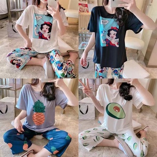 ชุดนอนชุดลำลองเสื้อ + กางเกงลายการ์ตูนงานพร้อมส่งน่ารักมากๆ