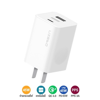 หัวชาร์จ Eloop C6 PD 45W หัวชาร์จเร็ว Type-C &amp; USB-A  GaN QC4.0 PD4.0 PPS Adapter สำหรับ โทรศัพท์มือถือ แท็บเล็ต