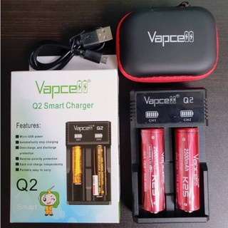 Vapcell เครื่องชาร์จQ2+ถ่าน18650 K25 2500mAh 3.7V 2ก้อน ของแท้