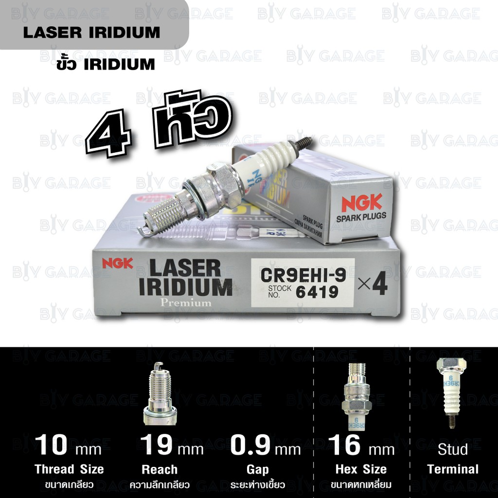 NGK หัวเทียน LASER IRIDIUM CR9EHI-9 4 หัว ใช้สำหรับ มอเตอร์ไซค์บิ๊กไบค์ Honda CB650F - Made in Japan