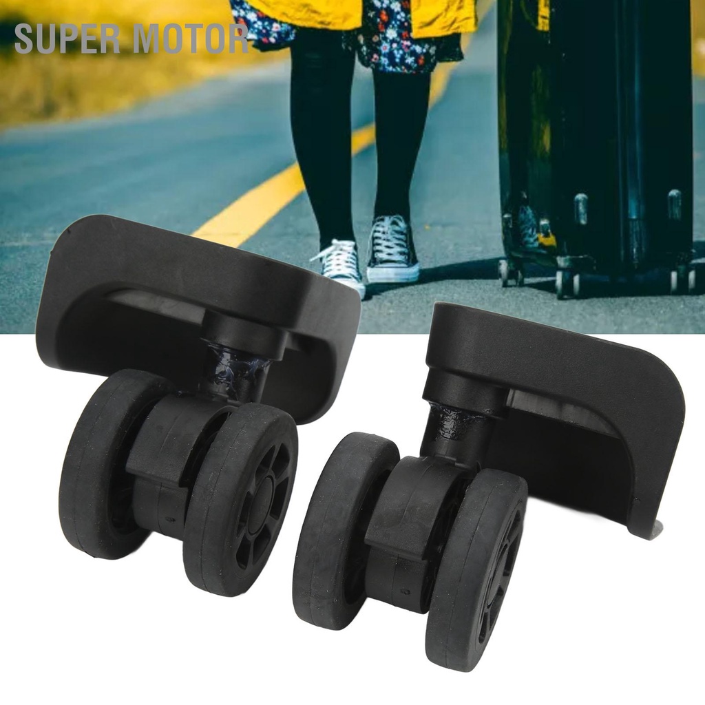Super Motor 1 Pair Black Luggage Suitcase Caster Swivel Universal Wheel Nylon for Repair Replacement