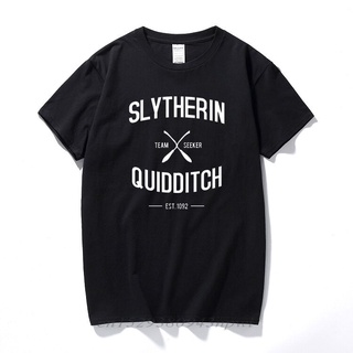 เสื้อยืดแขนสั้น ผ้าฝ้าย พิมพ์ลายทีม Slytherin Quidditch Camisetas Hombre