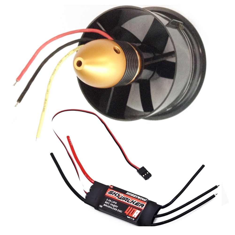 พัดลม 5 ใบพัด 64 มม. และมอเตอร์ไร้แปรง 4500KV 320W สําหรับเครื่องบิน Hobbywing Skywalker 40A ESC