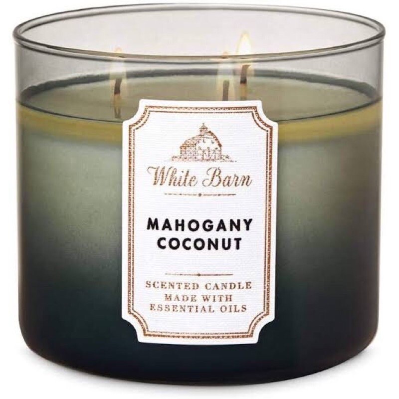 เทียนหอม 🍄พร้อมส่ง🌈เทียนหอม bath and body works candle 14.5 oz / 411 g กลิ่น mahogany coconut