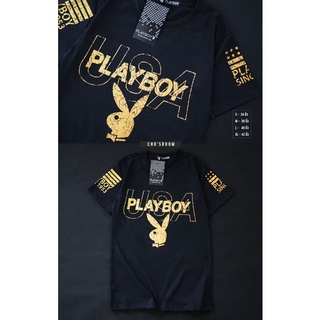 พร้อมส่ง ❤️ เสื้อยืดเพย์บอย playboy usa ผ้าคอตตอล สกรีนสีทอง งานจริงสวยมาก